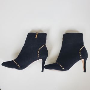 ZARA woman studded faux suede ankle heeled boots